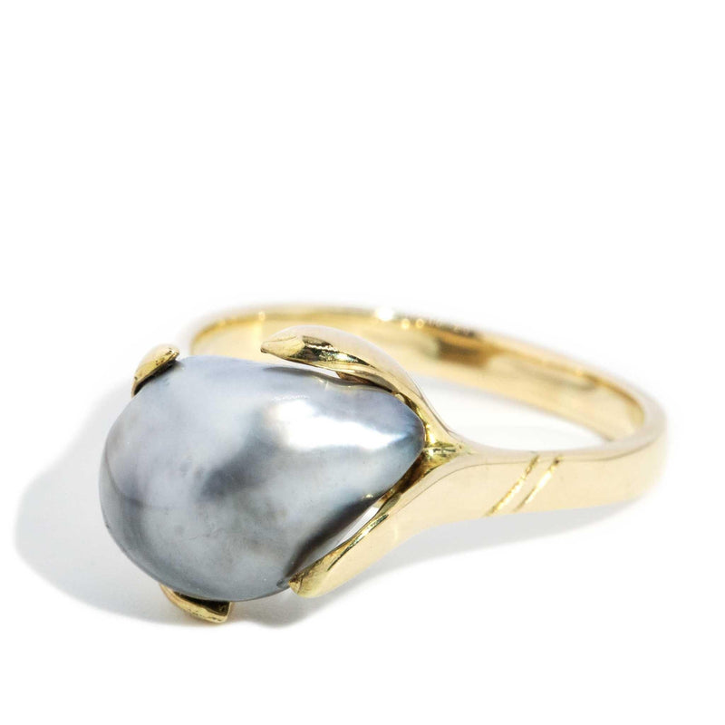 Elina 1990s Baroque Tahitian Pearl Ring 14ct Gold