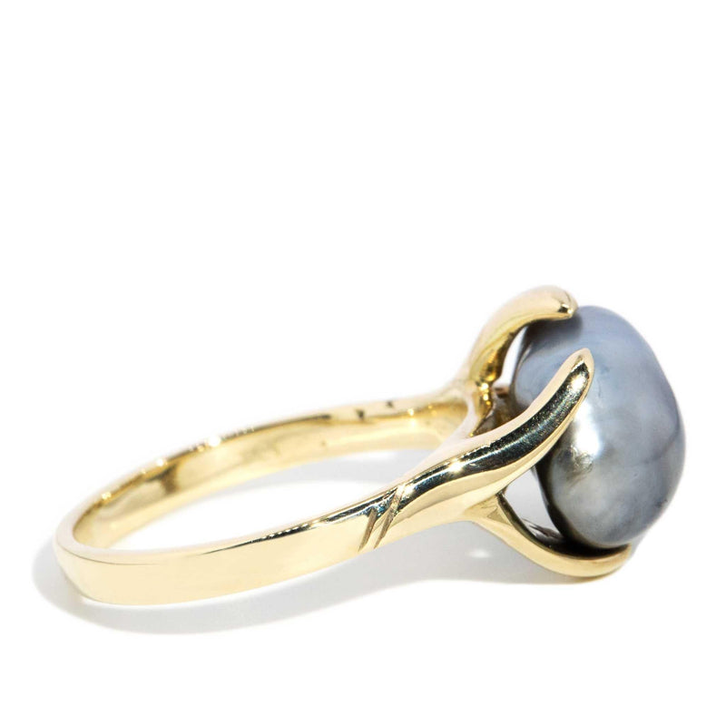 Elina 1990s Baroque Tahitian Pearl Ring 14ct Gold