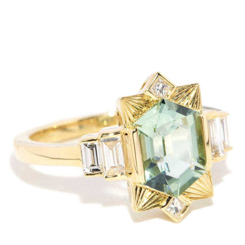 Elphaba 1.75ct Mint Green Tourmaline & Diamond Ring 18ct Gold