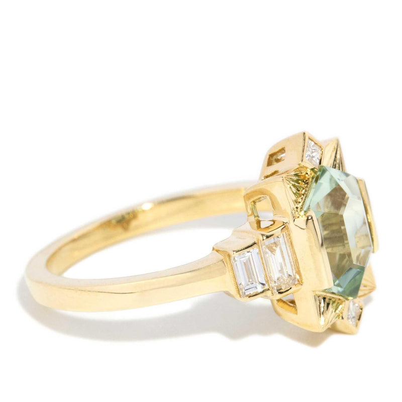 Elphaba 1.75ct Mint Green Tourmaline & Diamond Ring 18ct Gold