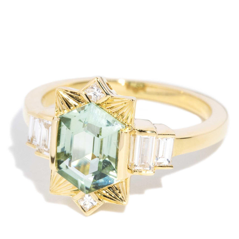 Elphaba 1.75ct Mint Green Tourmaline & Diamond Ring 18ct Gold