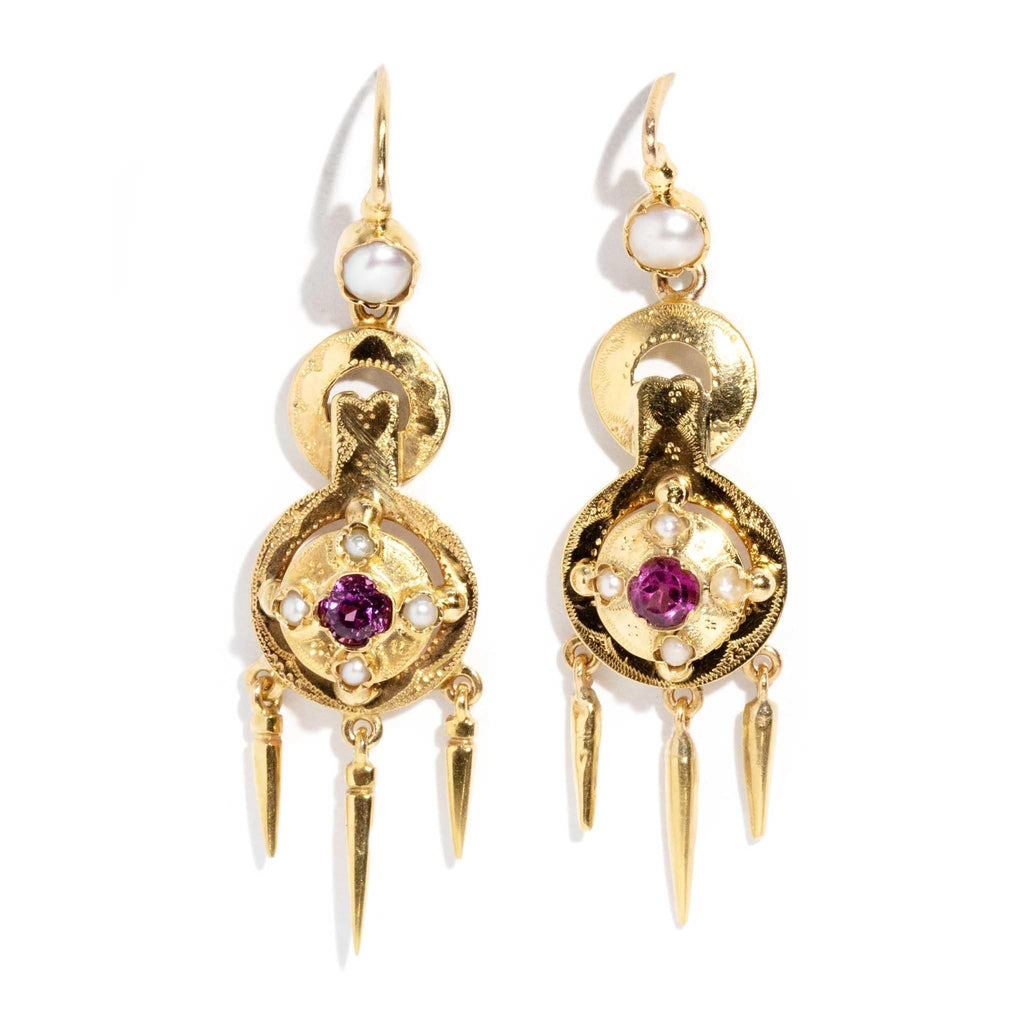 Garnet and pearl deals earrings