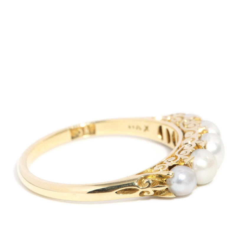 Enuma 1930s Pearl London Bridge Ring 18ct Gold