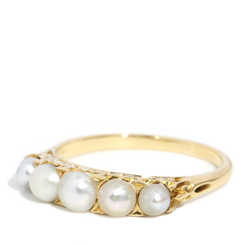 Enuma 1930s Pearl London Bridge Ring 18ct Gold