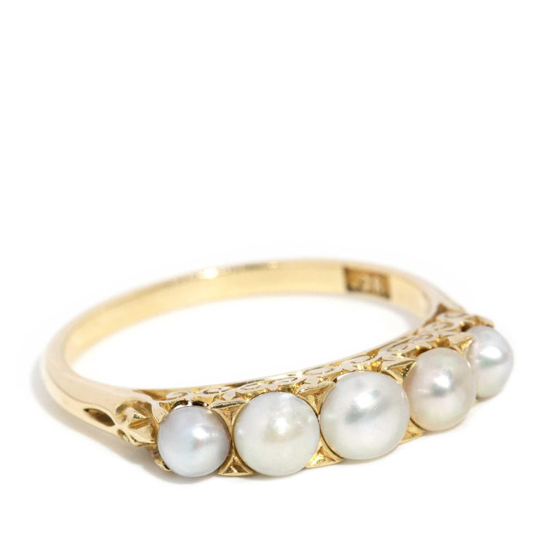 Enuma 1930s Pearl London Bridge Ring 18ct Gold