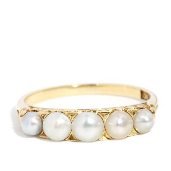 Enuma 1930s Pearl London Bridge Ring 18ct Gold