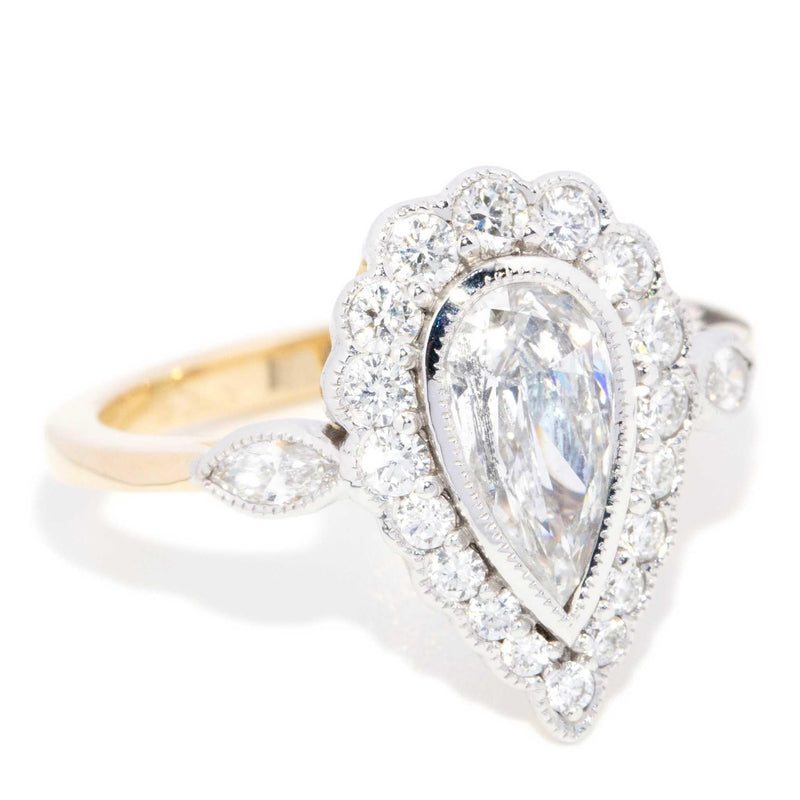 Erin 1.41ct Pear Cut Brilliant Diamond Halo Ring 18ct Gold