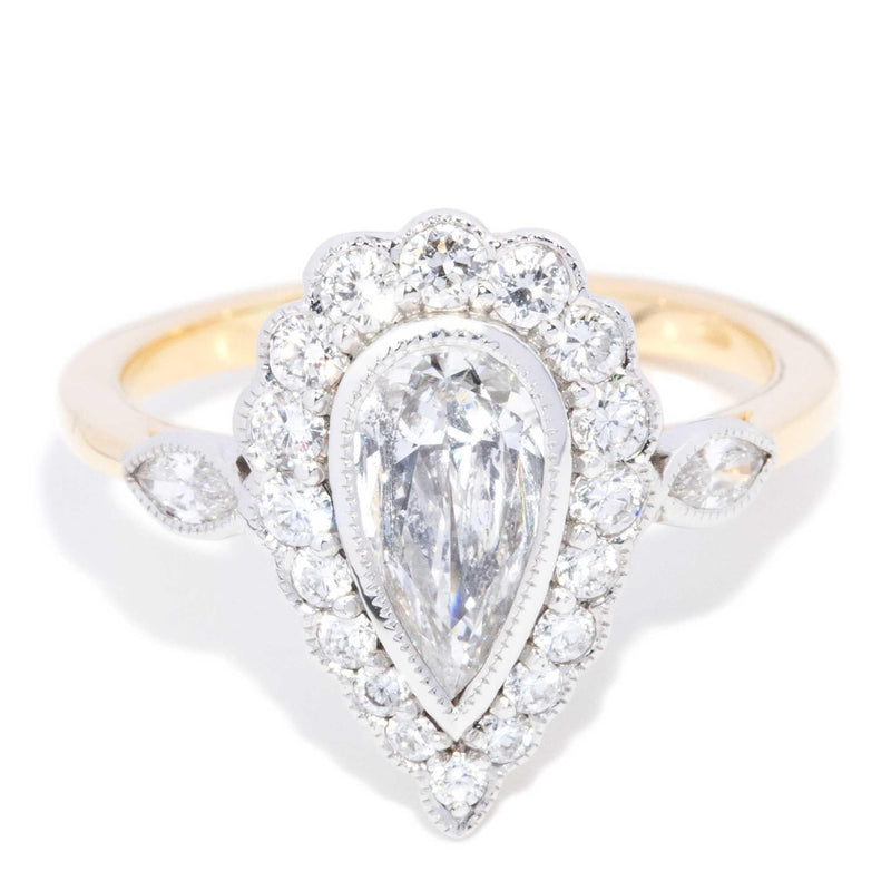 Erin 1.41ct Pear Cut Brilliant Diamond Halo Ring 18ct Gold