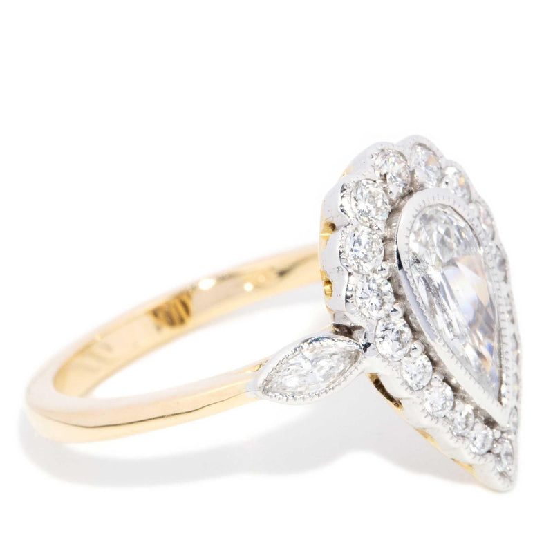 Erin 1.41ct Pear Cut Brilliant Diamond Halo Ring 18ct Gold