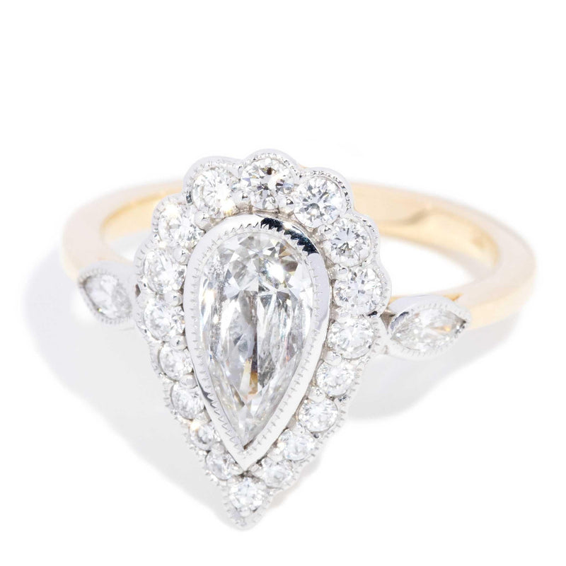 Erin 1.41ct Pear Cut Brilliant Diamond Halo Ring 18ct Gold