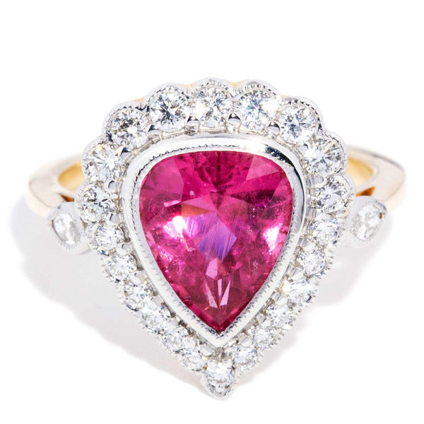 Erin 2.55ct Pink Tourmaline & Diamond Halo Ring 18ct Gold