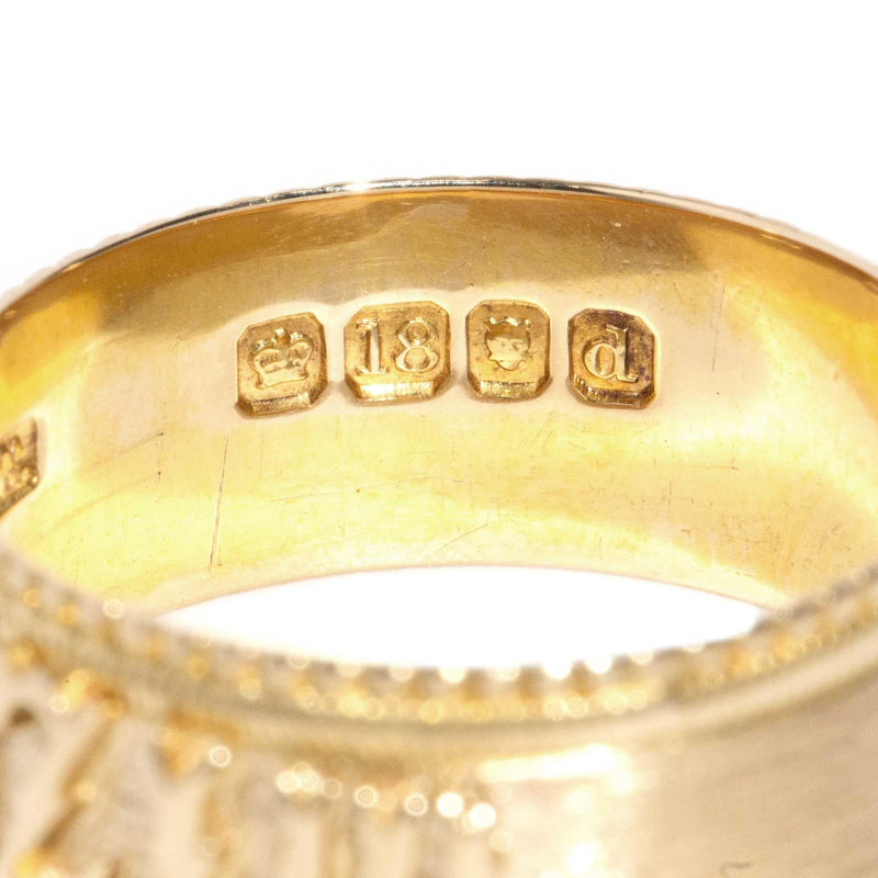 Esau Victorian Milgrained Mizpah Ring 18ct Gold