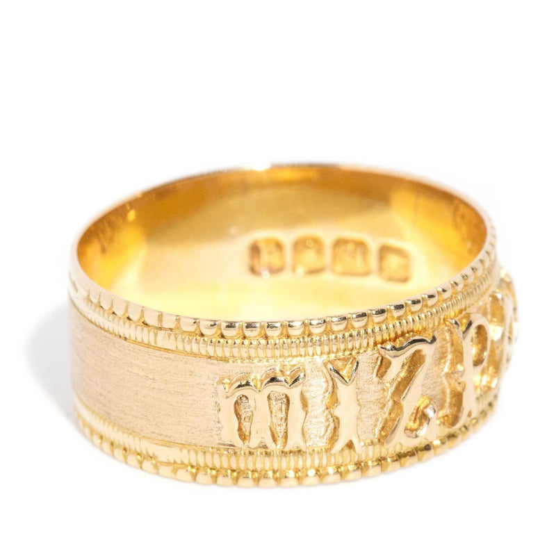 Esau Victorian Milgrained Mizpah Ring 18ct Gold