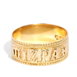 Esau Victorian Milgrained Mizpah Ring 18ct Gold