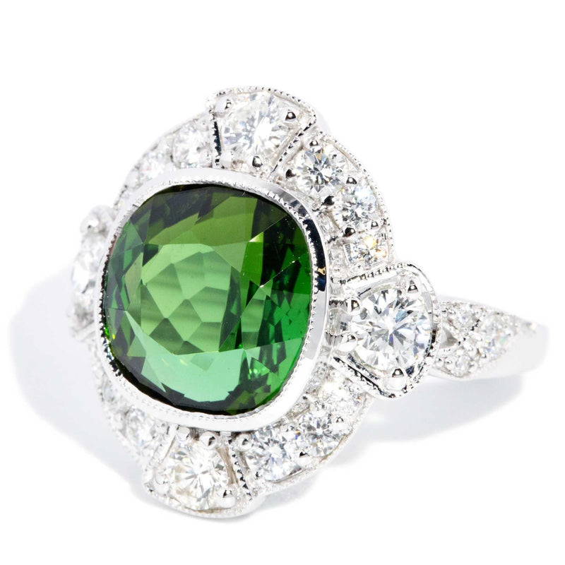 Esme 6.07ct Green Tourmaline & Diamond Ring 18ct Gold