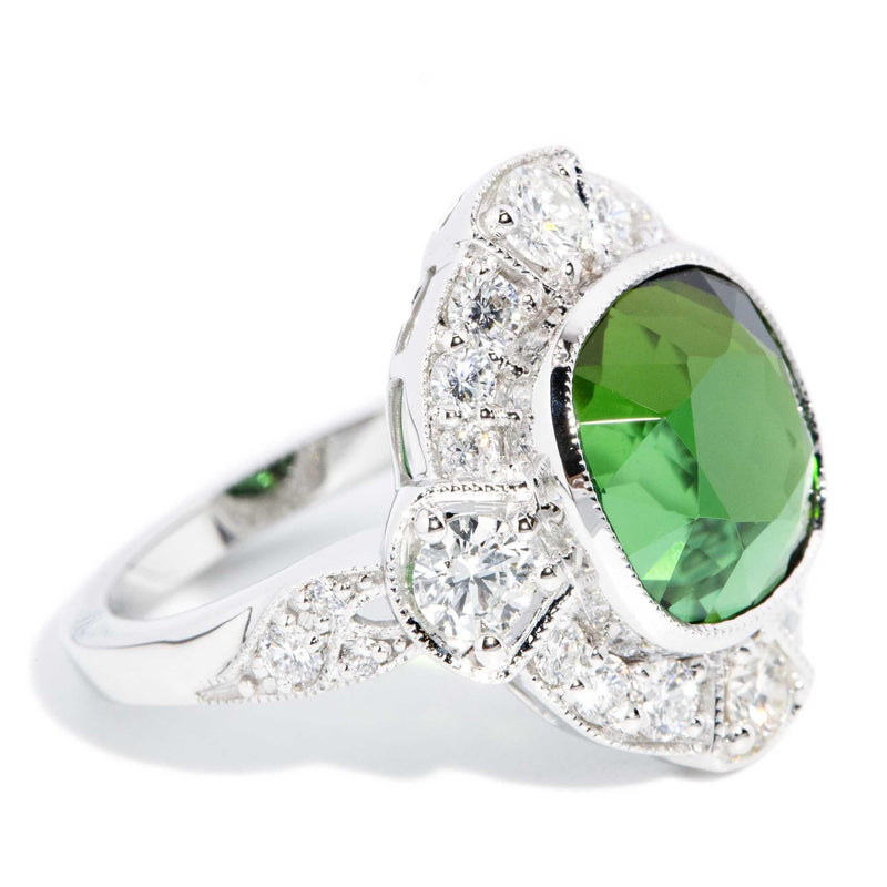 Esme 6.07ct Green Tourmaline & Diamond Ring 18ct Gold