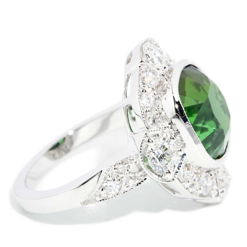 Esme 6.07ct Green Tourmaline & Diamond Ring 18ct Gold