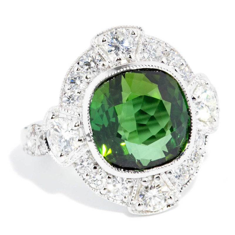 Esme 6.07ct Green Tourmaline & Diamond Ring 18ct Gold