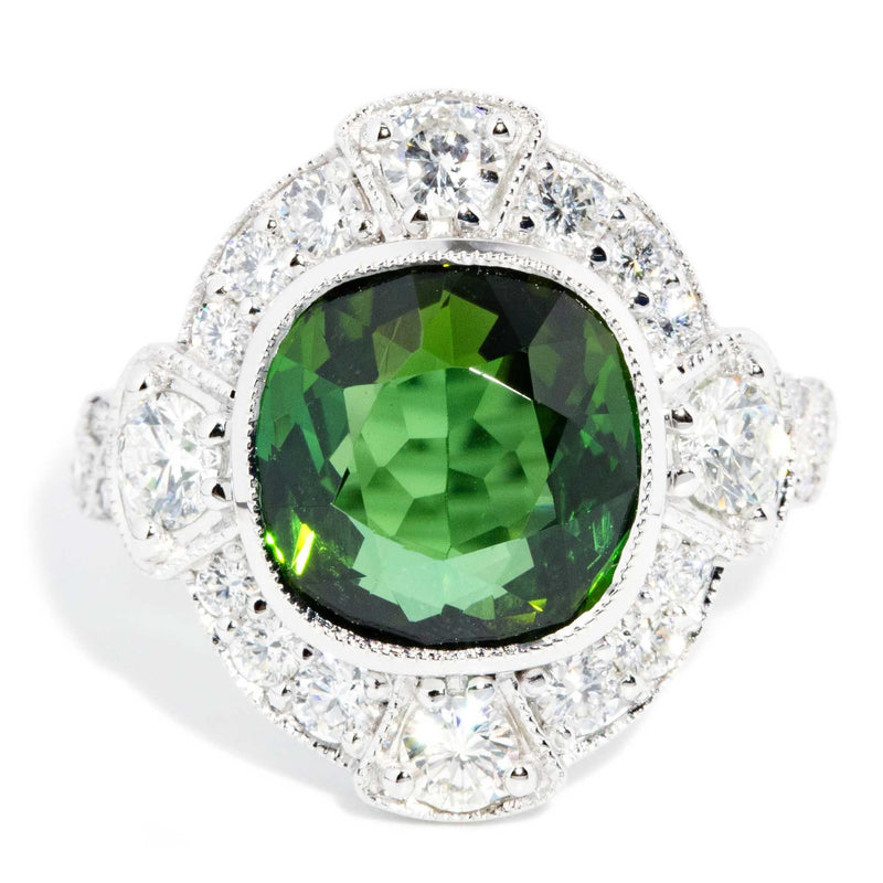 Esme 6.07ct Green Tourmaline & Diamond Ring 18ct Gold