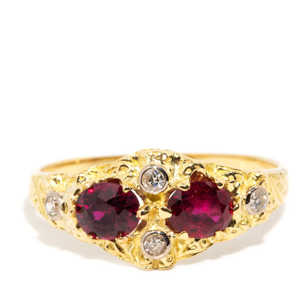 Evie 1980s Ruby & Diamond 18ct Gold Ring Rings Imperial Jewellery 