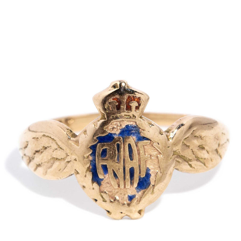 Eydan 1940 RAAF Enamel Signet Ring 9ct Gold