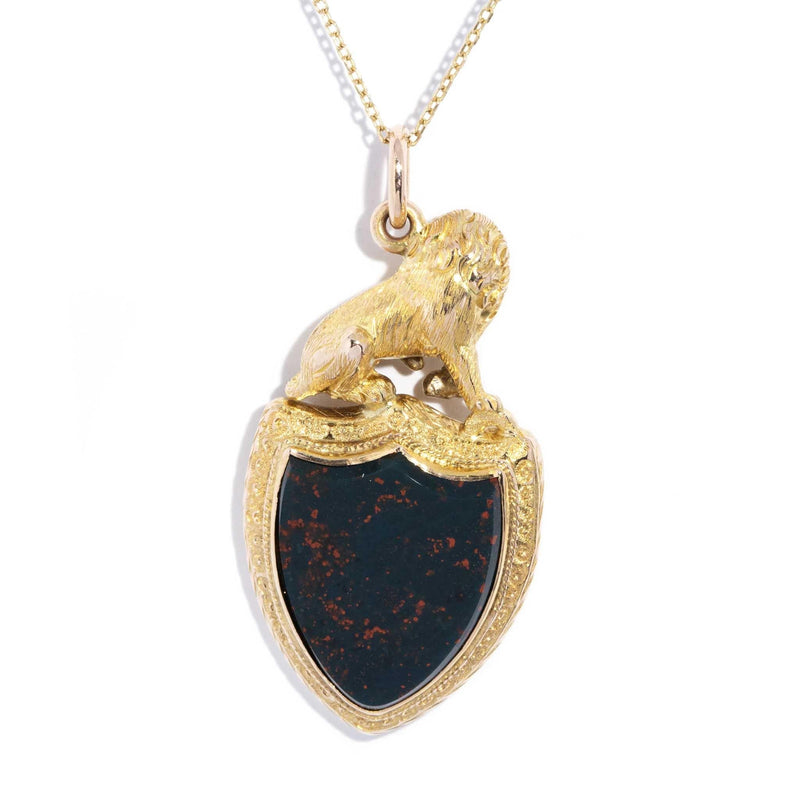 Fallon Restored Victorian Lion Bloodstone Pendant 9ct & 15ct Gold