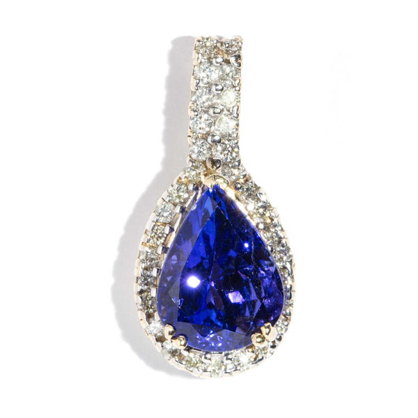 Flora 1990s 7.1 Carat Tanzanite & Diamond Pendant 14ct