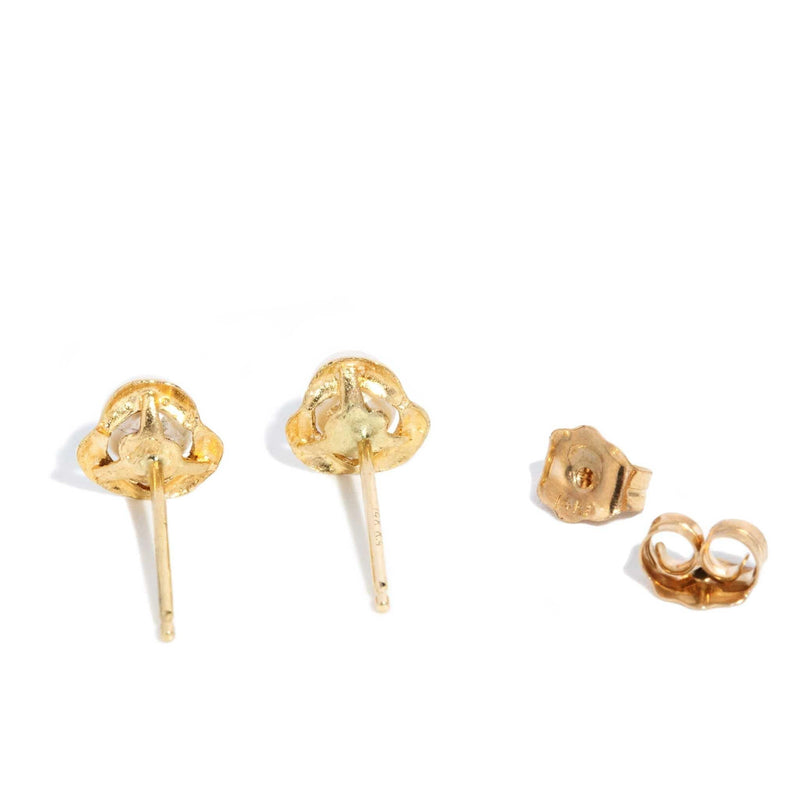 Francine 1990s Pearl Flower Studs 14ct Gold