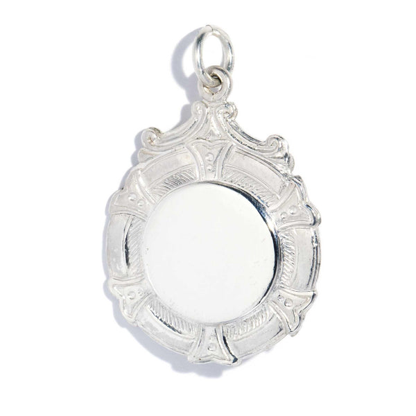 Vintage 1946 Award Style Round Shield Pendant Sterling Silver