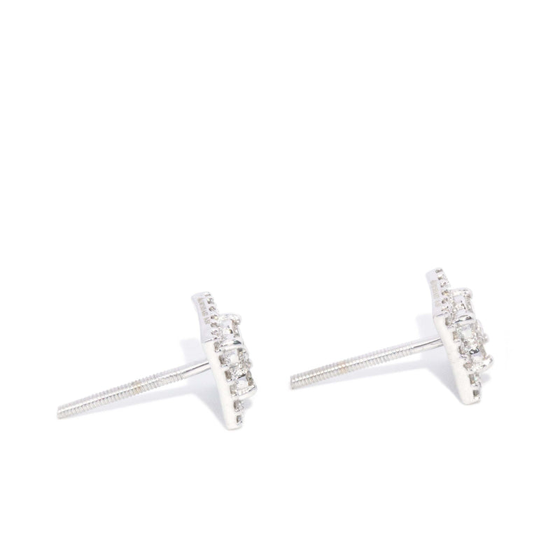 Contemporary Half Carat Diamond Studs 14 Carat White Gold