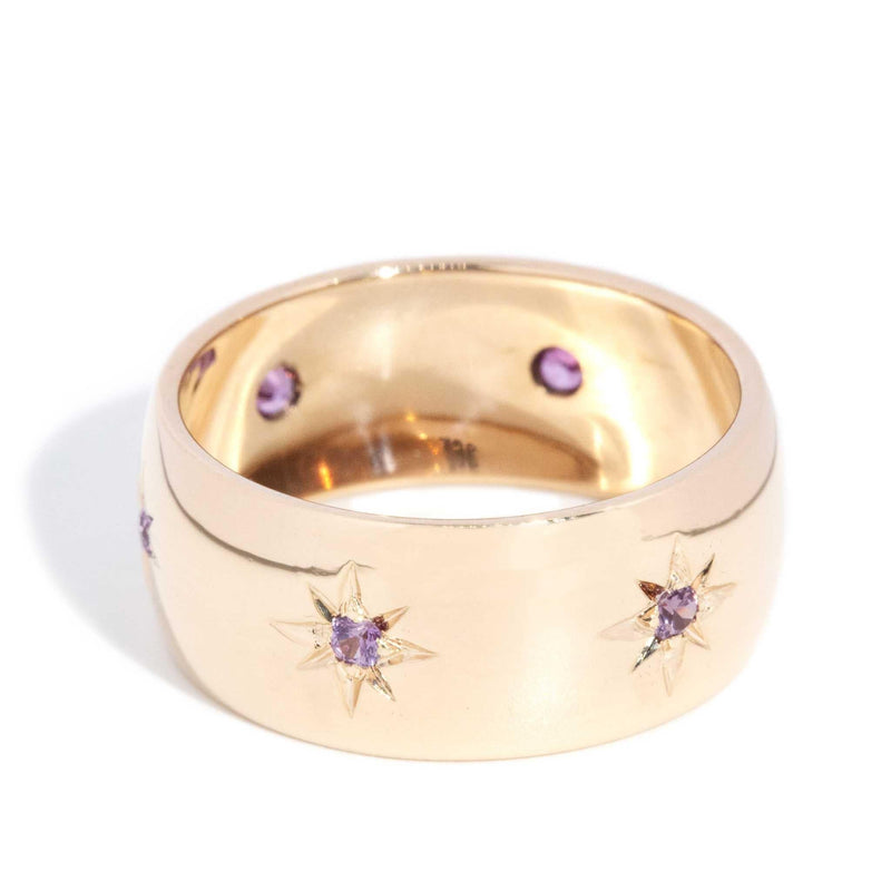 Georgina 1960s Fuchsia Sapphire Band 9ct Gold