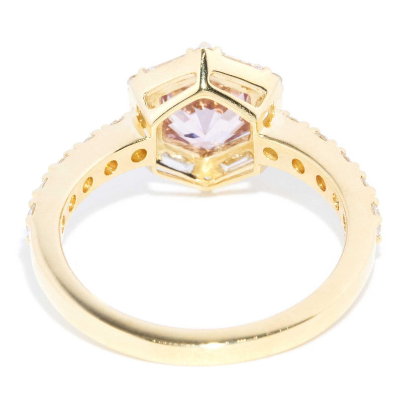 Glinda 1.38ct Pink Tourmaline & Diamond Hexagonal Ring 18ct Gold