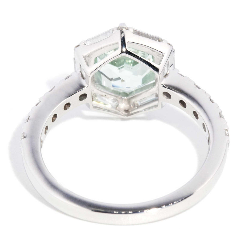 Glinda 2.10ct Tourmaline & Diamond Hexagonal Ring 18ct White Gold