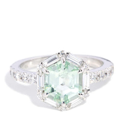 Glinda 2.10ct Tourmaline & Diamond Hexagonal Ring 18ct White Gold