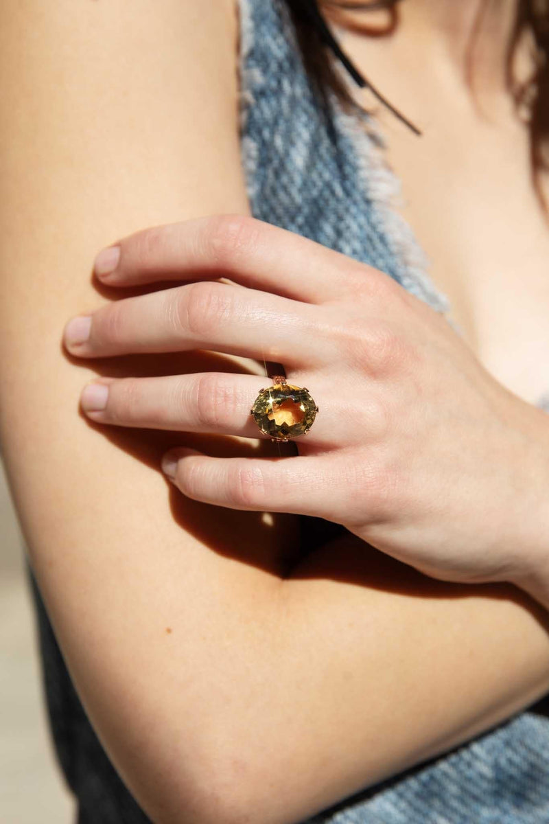 Harley 1970s Citrine Cocktail Ring 18ct Yellow Gold