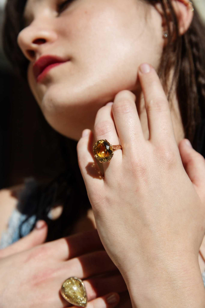 Harley 1970s Citrine Cocktail Ring 18ct Yellow Gold