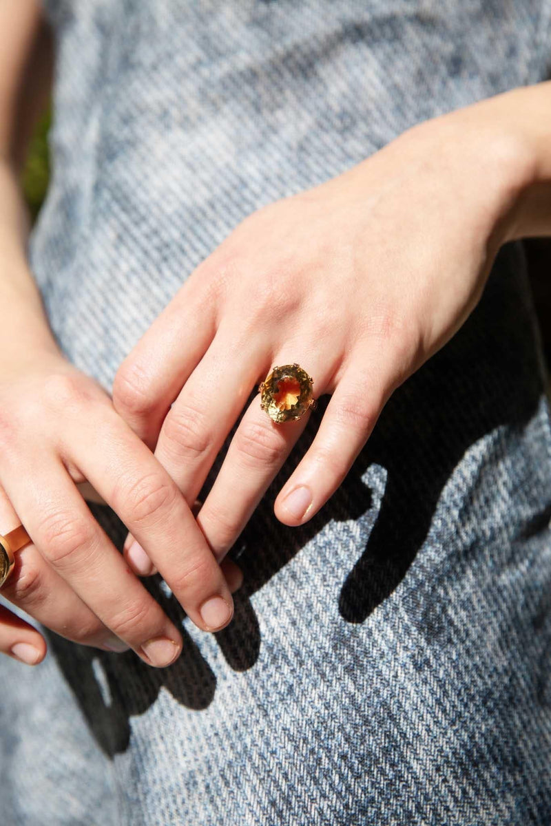 Harley 1970s Citrine Cocktail Ring 18ct Yellow Gold