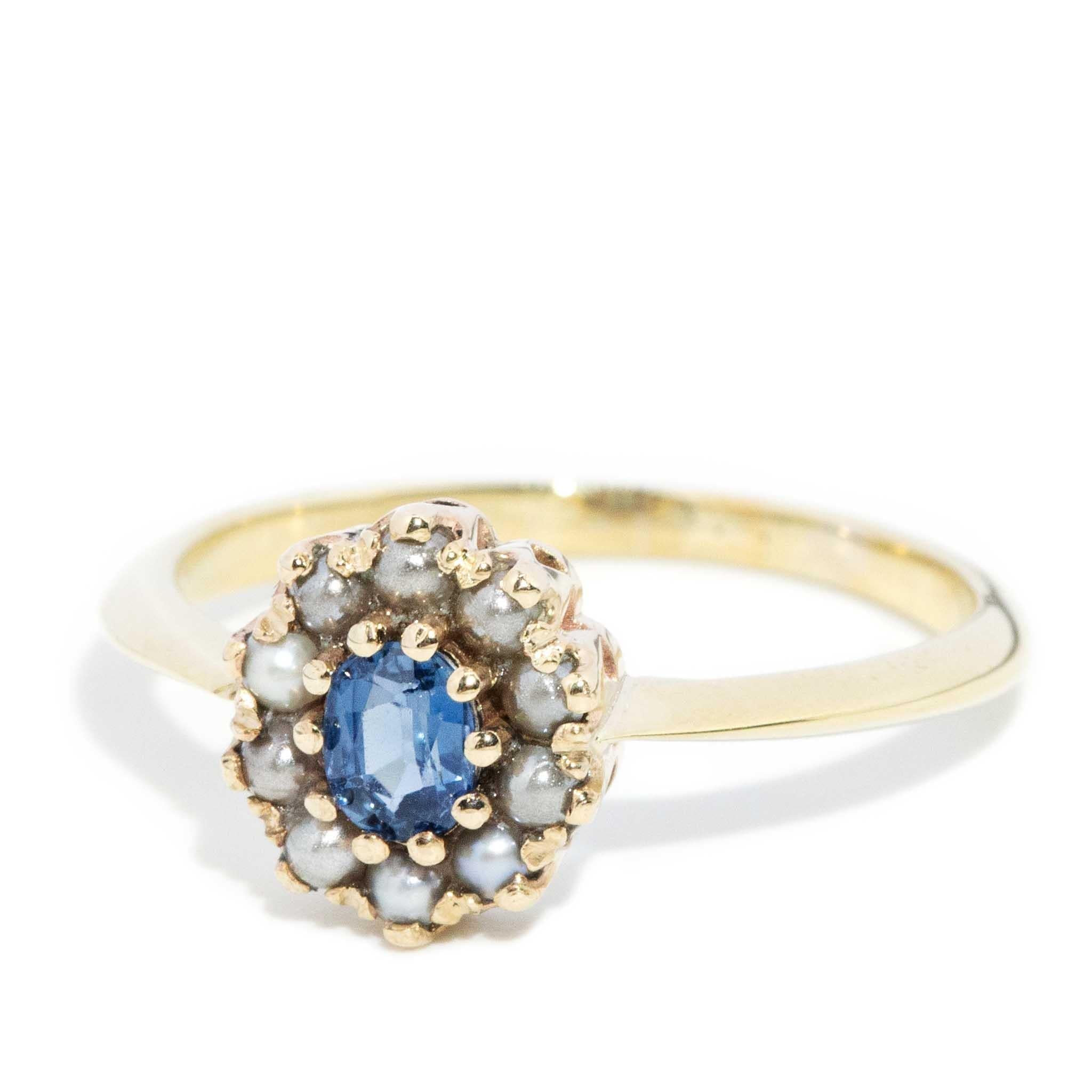 Hazel 14ct Ceylon Sapphire & Seed Pearl Ring (OB)