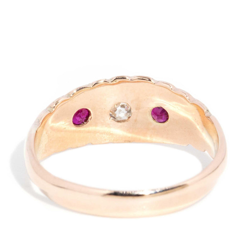 Helena 1900s Ruby & Old Cut Diamond Ring 9ct Rose