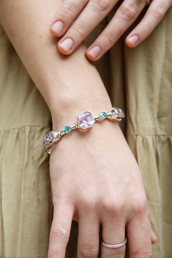 Inika Kunzite & Apatite Bangle 18ct White Gold