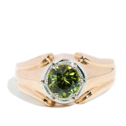 Irati 1970s 1.20 Carat Green Sapphire Ring 14ct Rose Gold