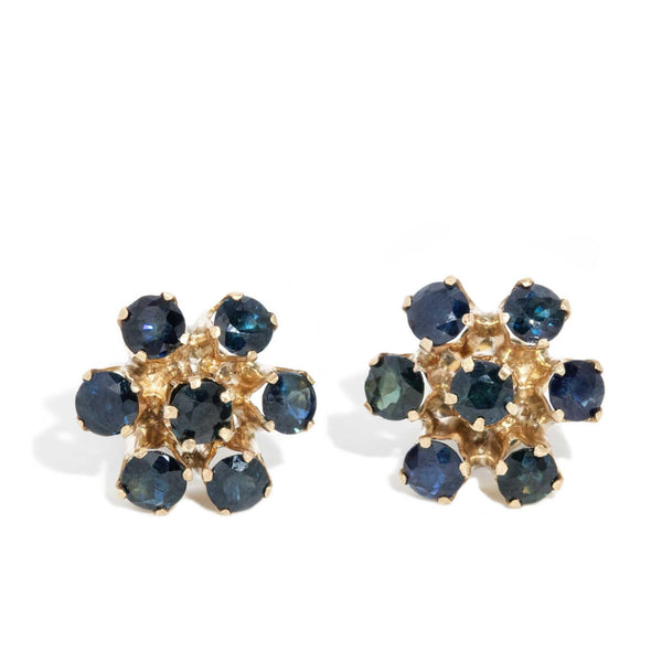 Ivanka 1980s Sapphire Cluster Studs 18ct Gold