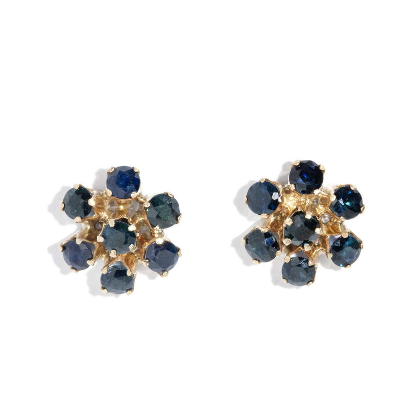 Ivanka 1980s Sapphire Cluster Studs 18ct Gold