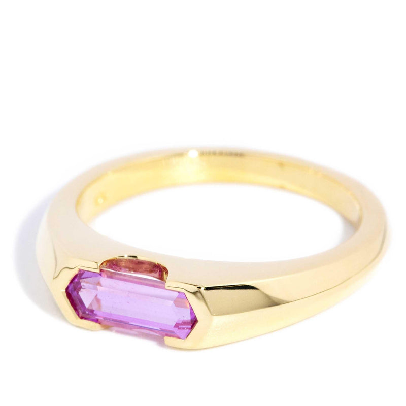 Jacinthe 0.88ct Pink Sapphire Knife Edge Ring 18ct Gold