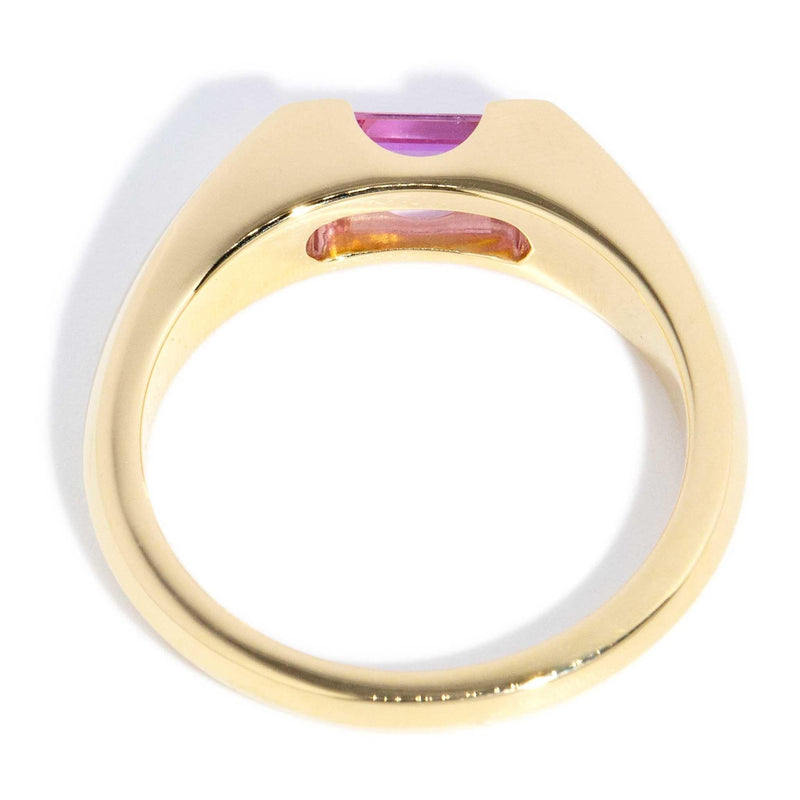 Jacinthe 0.88ct Pink Sapphire Knife Edge Ring 18ct Gold