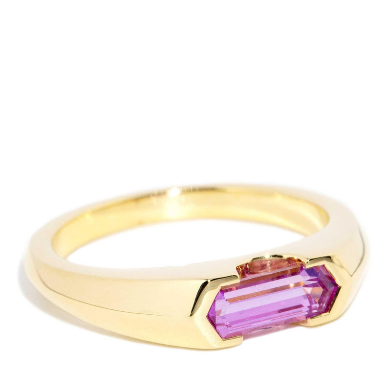 Jacinthe 0.88ct Pink Sapphire Knife Edge Ring 18ct Gold