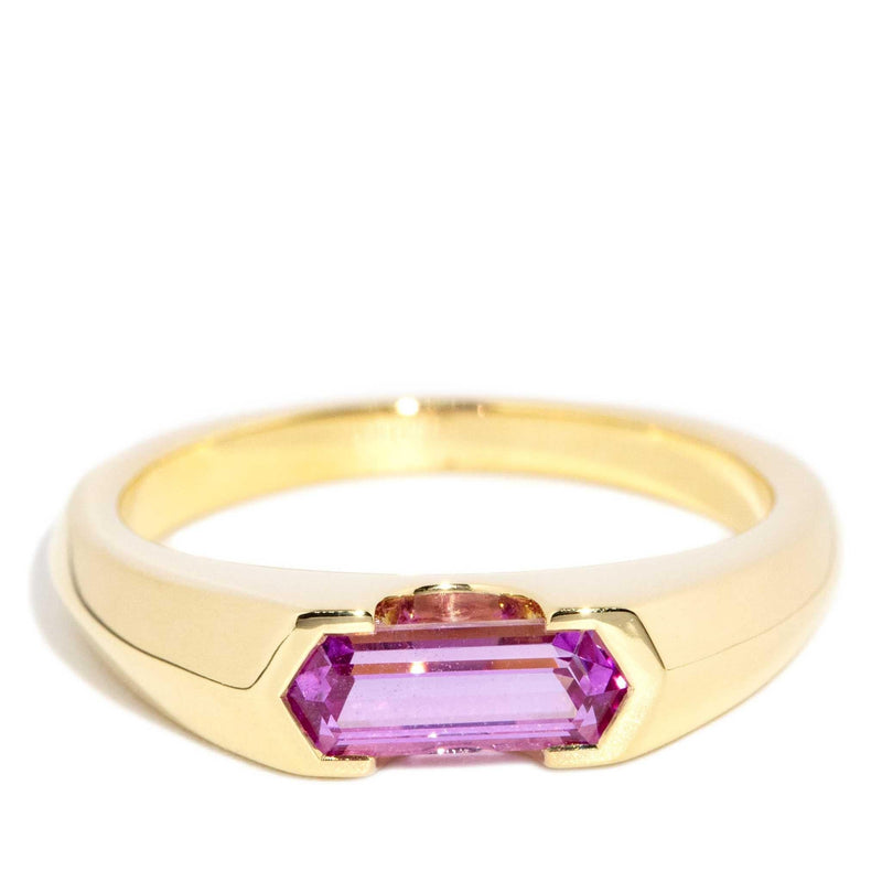 Jacinthe 0.88ct Pink Sapphire Knife Edge Ring 18ct Gold