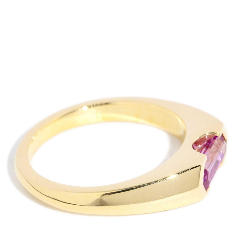 Jacinthe 0.88ct Pink Sapphire Knife Edge Ring 18ct Gold