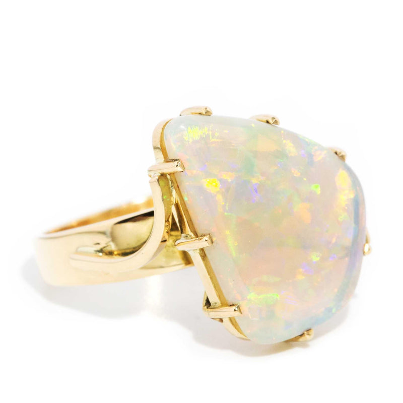 Jaina 1970s Freeform Crystal Opal Ring 18ct Gold