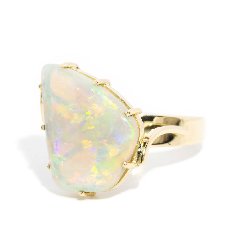 Jaina 1970s Freeform Crystal Opal Ring 18ct Gold